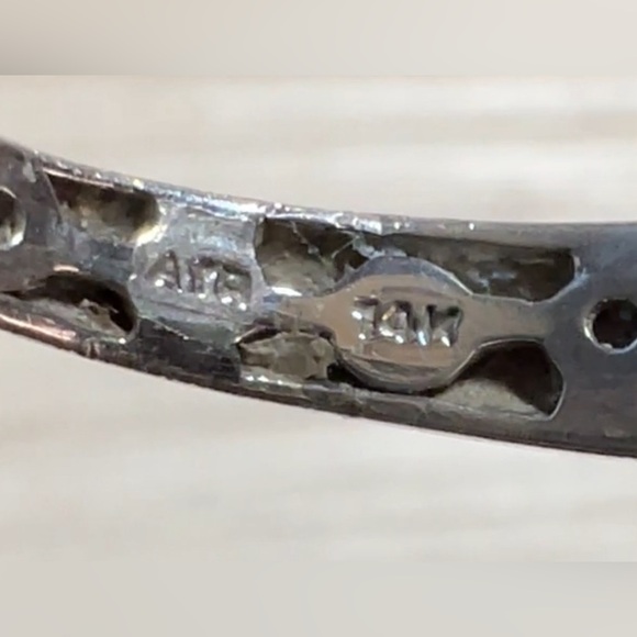 Designer Signed ATR Sterling Silver & 14K Gold Green Chalcedony Ring, Size 6.75 - Picture 8 of 11